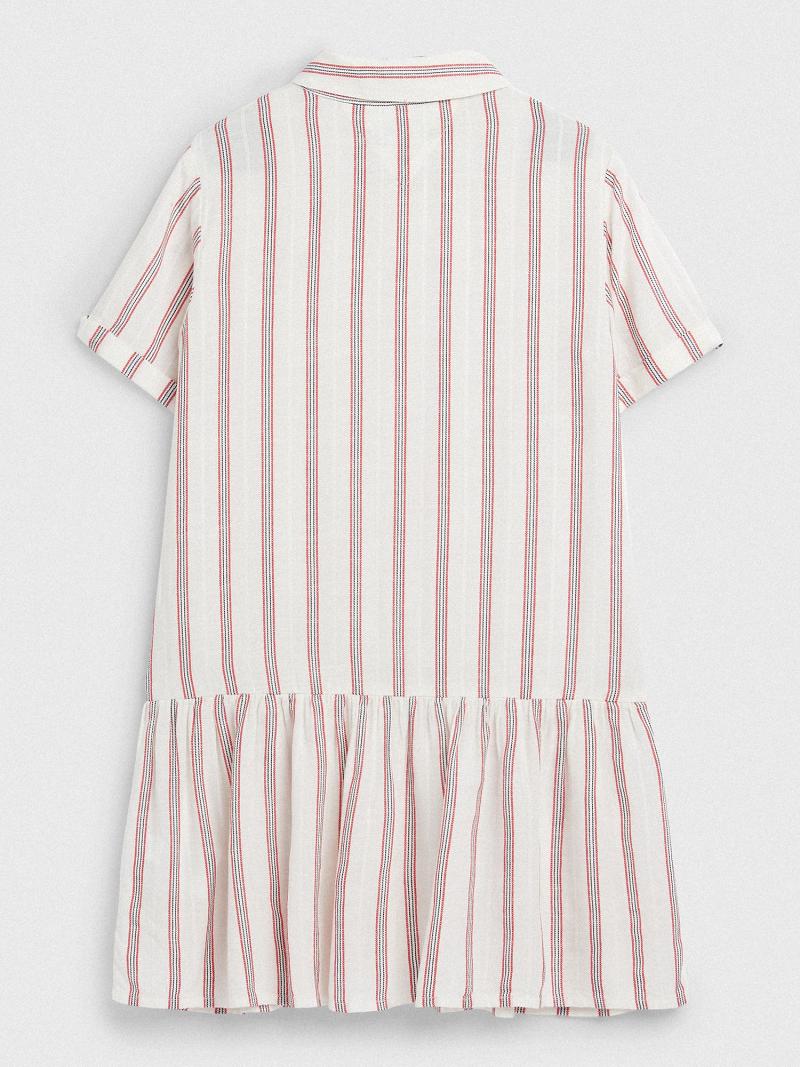 Lány Tommy Hilfiger Stripe Dresses Fehér | HU 1768DFM